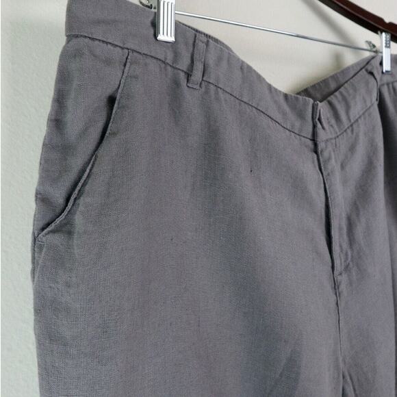 Garnet Hill Size 18 Classic Linen Trouser Pants Straight Leg Gray - Picture 4 of 11